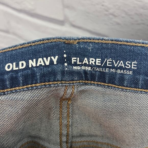 Old Navy Women 16T Boho Festival Indie Western Stretch Blue Raw Edge Flare Jeans - Picture 5 of 10
